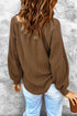 Scoop Neck Puff Sleeve Waffle Knit Top